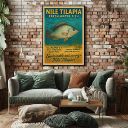 Nile Tilapia Vintage Aquatic Poster for Sustainability Enthusiasts