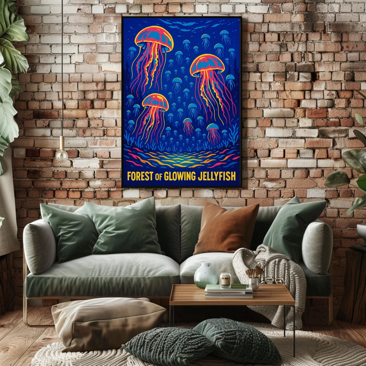 Forest of Glowing Jellyfish Poster