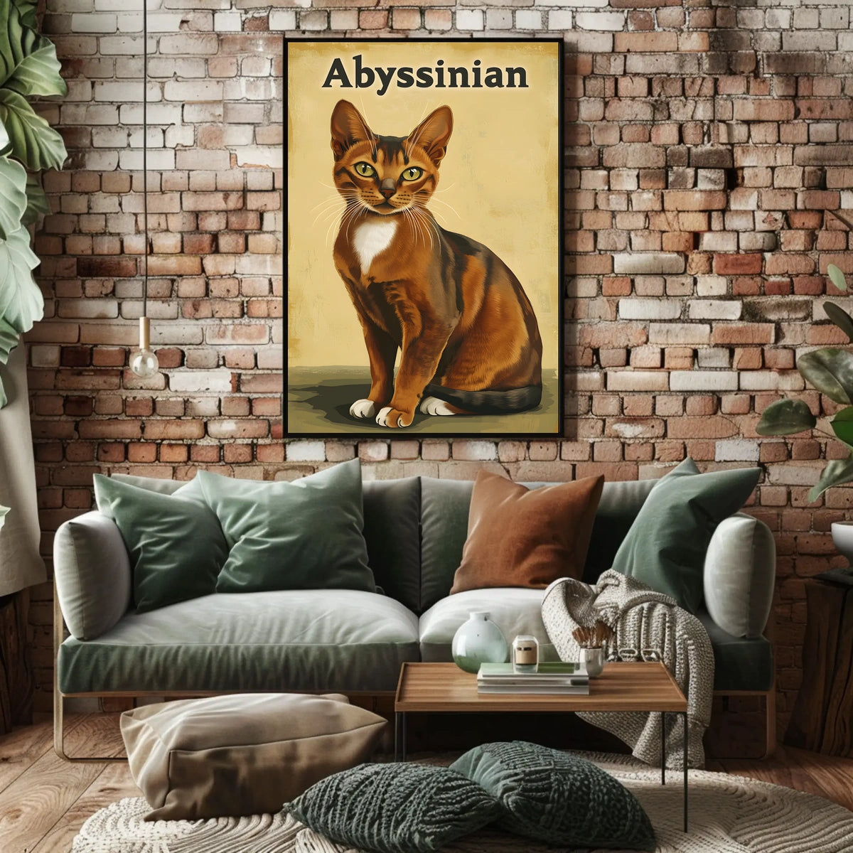 Abyssinian Cat Portrait Artwork Living Room Wall Poster