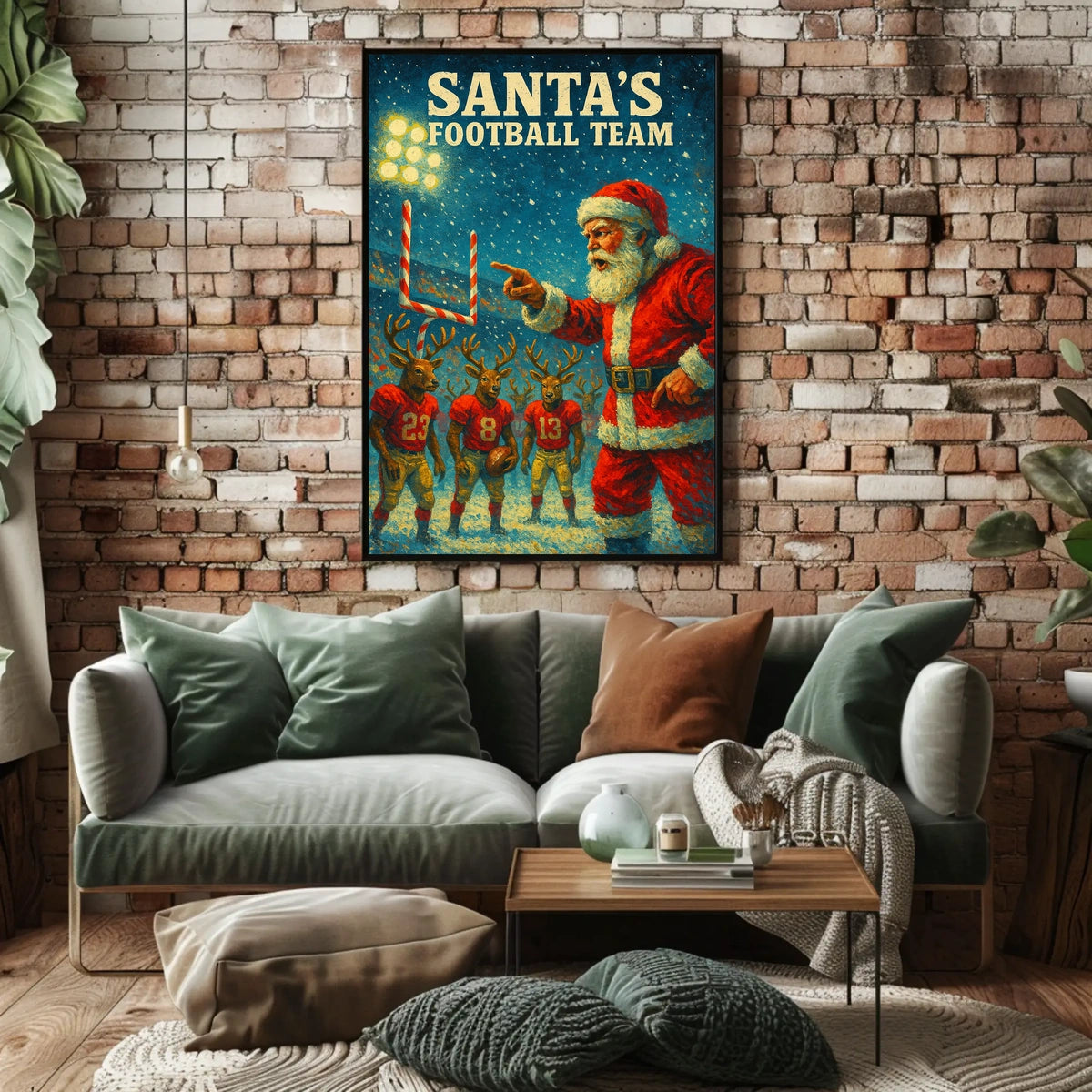 Santa Coaches Reindeer in Festive Football Scene