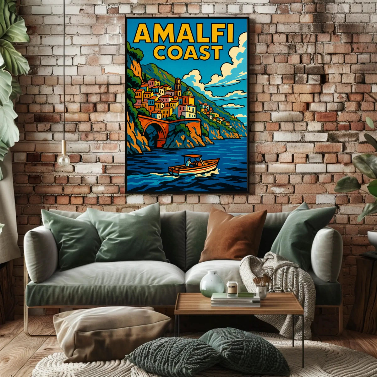 Amalfi Coast Poster Wall Art Scenic Italian Seaside Print