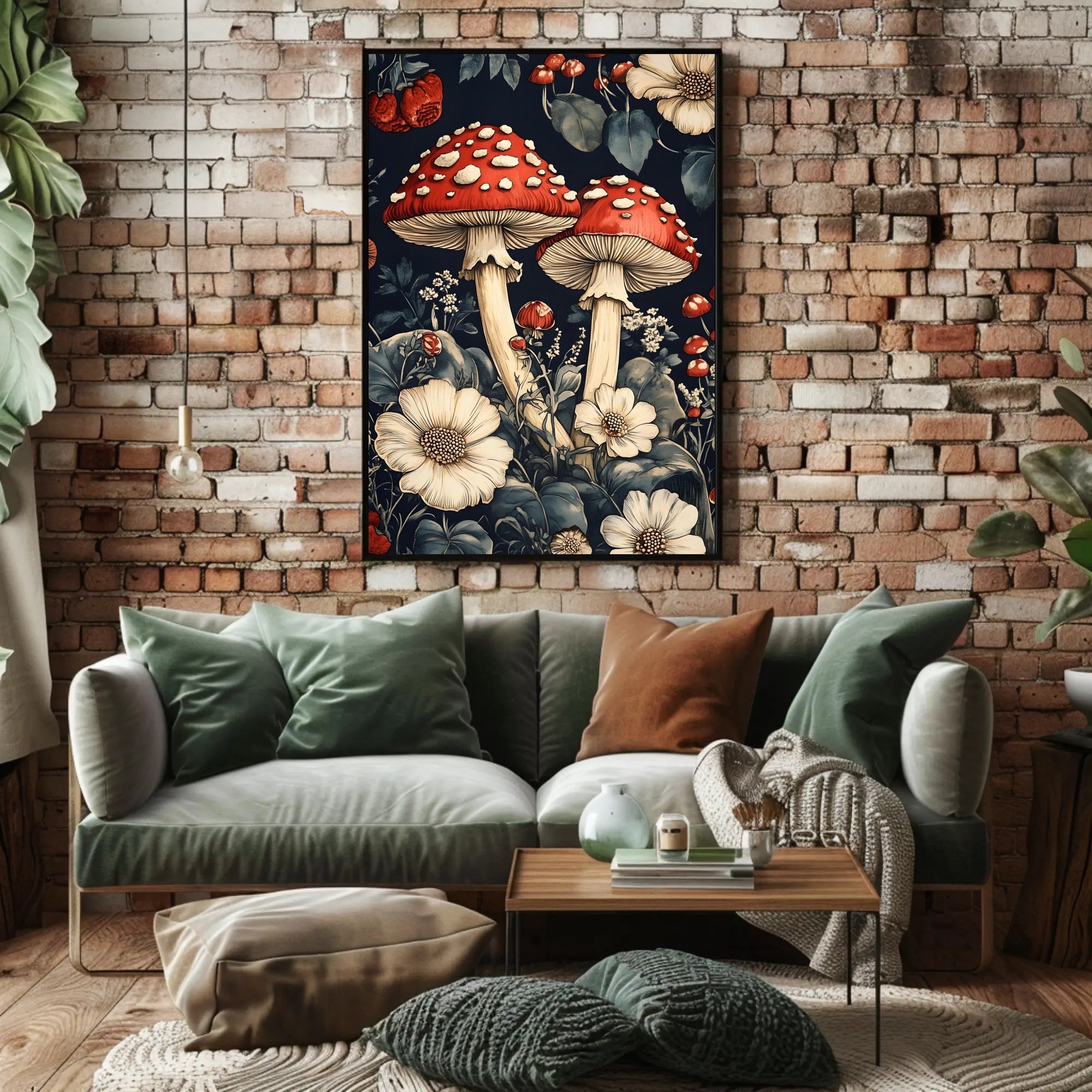Enchanted Forest Mushrooms Wall Art Print