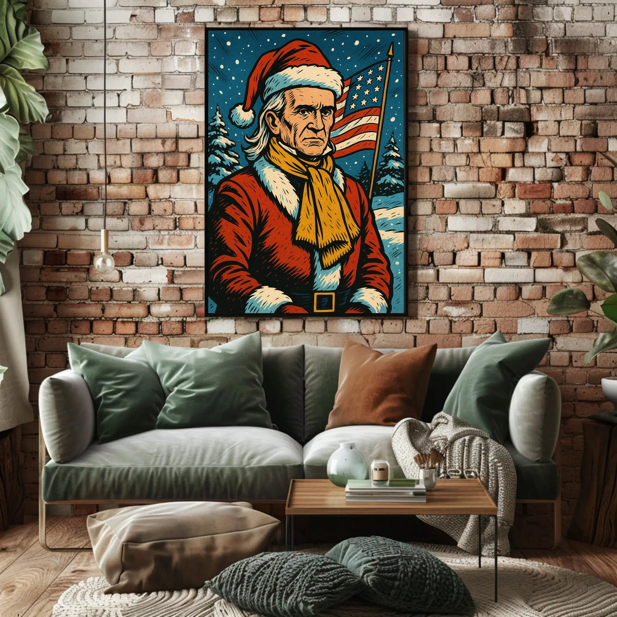 Santa Claus In Patriotic Winter Poster