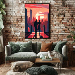 Sunset Silhouettes In The City Poster