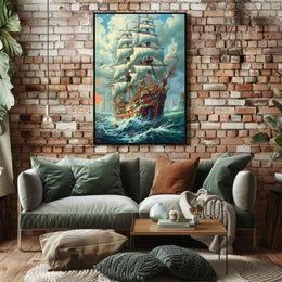 Majestic Sailing Ship At Sea Poster