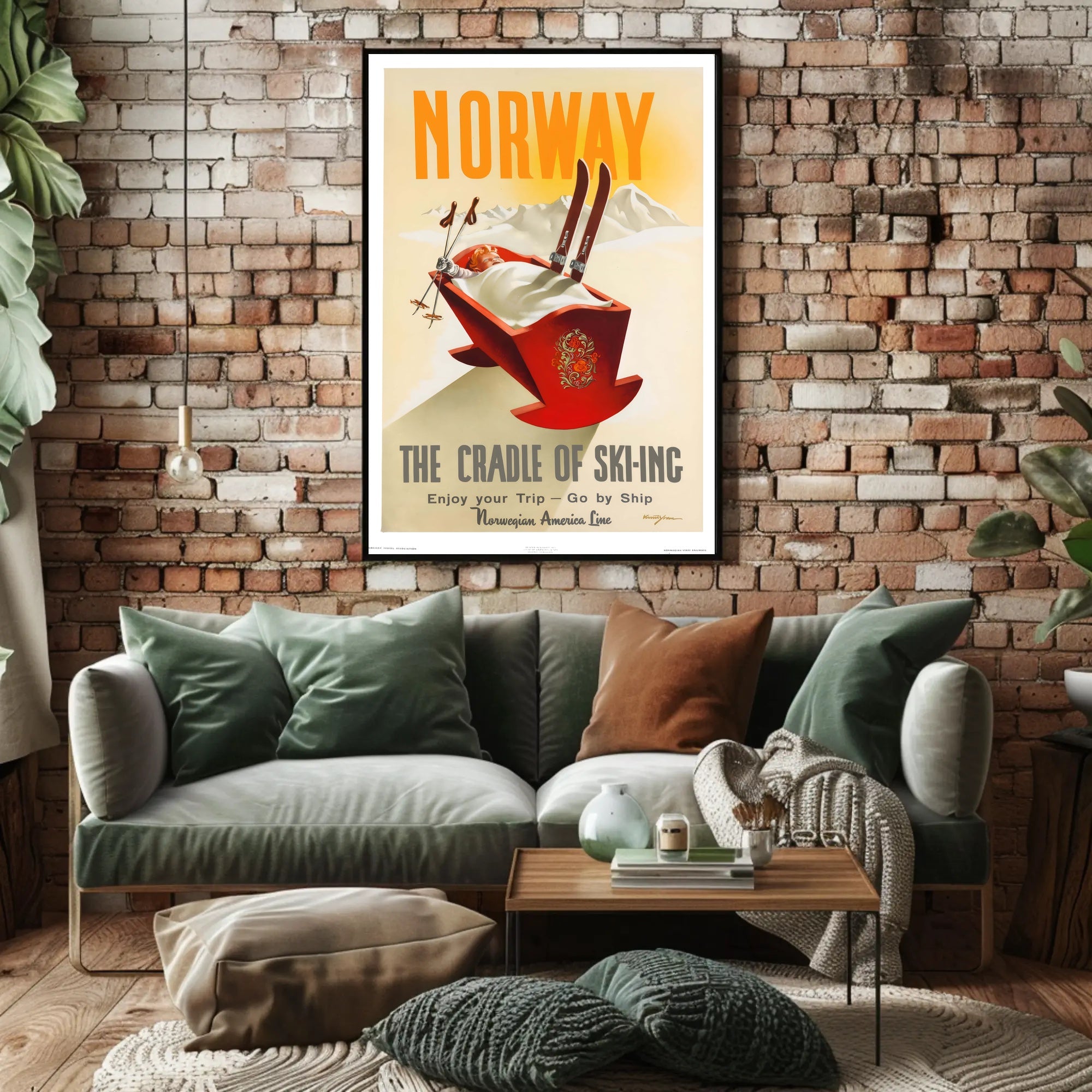 Norway Ski Adventure Vintage Travel Poster PosterGoat