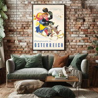 Winter Fun in Austria Vintage Travel Poster PosterGoat