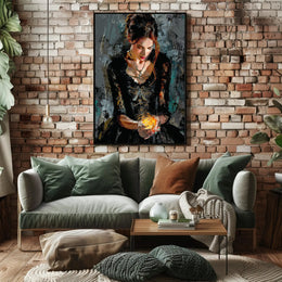 Mystical Gothic Woman with Fiery Object Poster PosterGoat