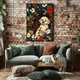 Floral Canine Portrait Wall Art Print