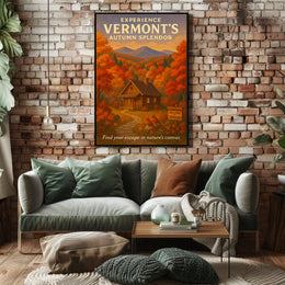 Vermont Autumn Scene Vintage Travel Poster