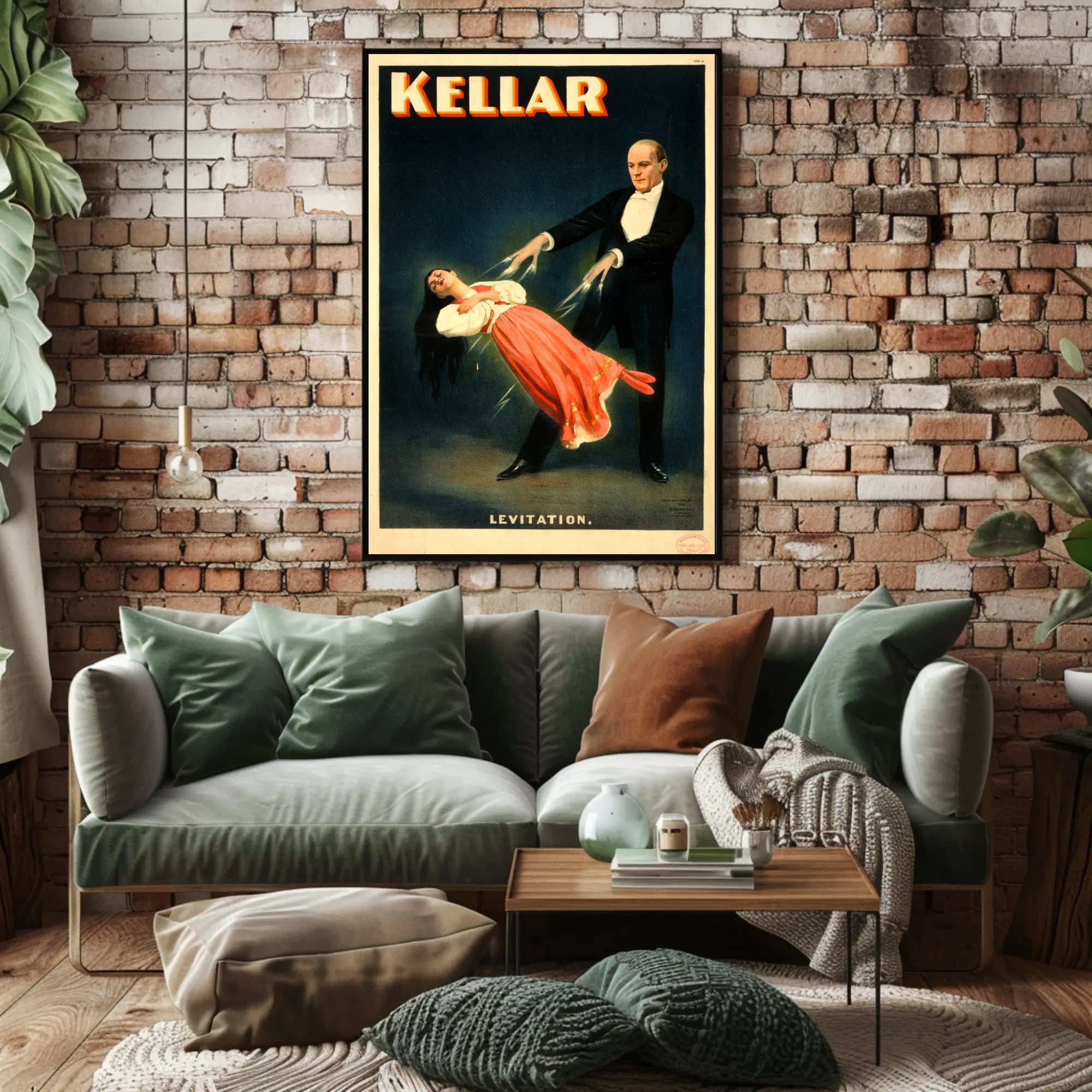 Vintage Levitating Magician Magic Show Historical Poster