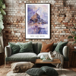 Mont Saint-Michel Watercolor Travel Art Poster PosterGoat