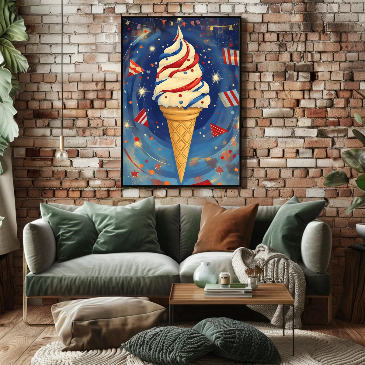 Vibrant Ice Cream Swirl Artwork With Confetti Poster