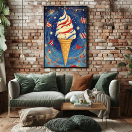 Vibrant Ice Cream Swirl Artwork With Confetti Poster