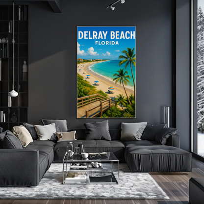 Delray Beach Florida Boardwalk Ocean Palms Travel Poster