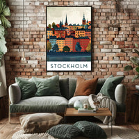 Stockholm Cityscape with Classic European Architecture Travel Poster