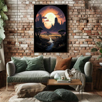 Moonlit Desert Landscape Poster