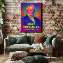 James Buchanan 15th President of the United States Neon Gradient Overlay Poster
