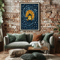 Lantern In The Night Sky Poster
