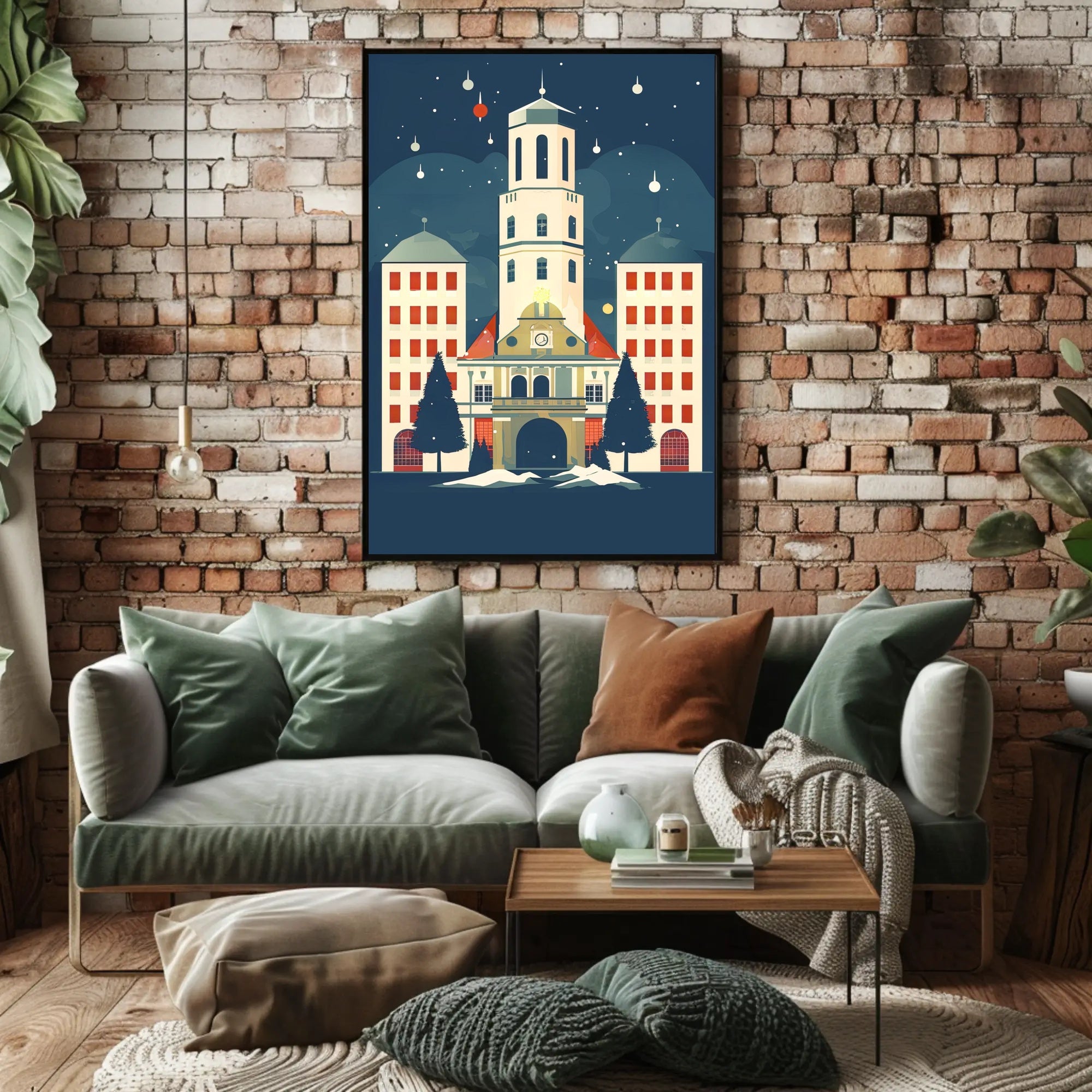 Winter Night at the Clock Tower Poster