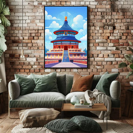 Temple of Heaven Vibrant Illustration Art Poster