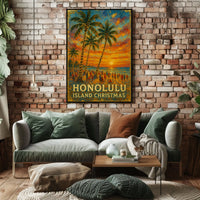 Honolulu Island Christmas Poster