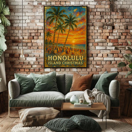 Honolulu Island Christmas Poster
