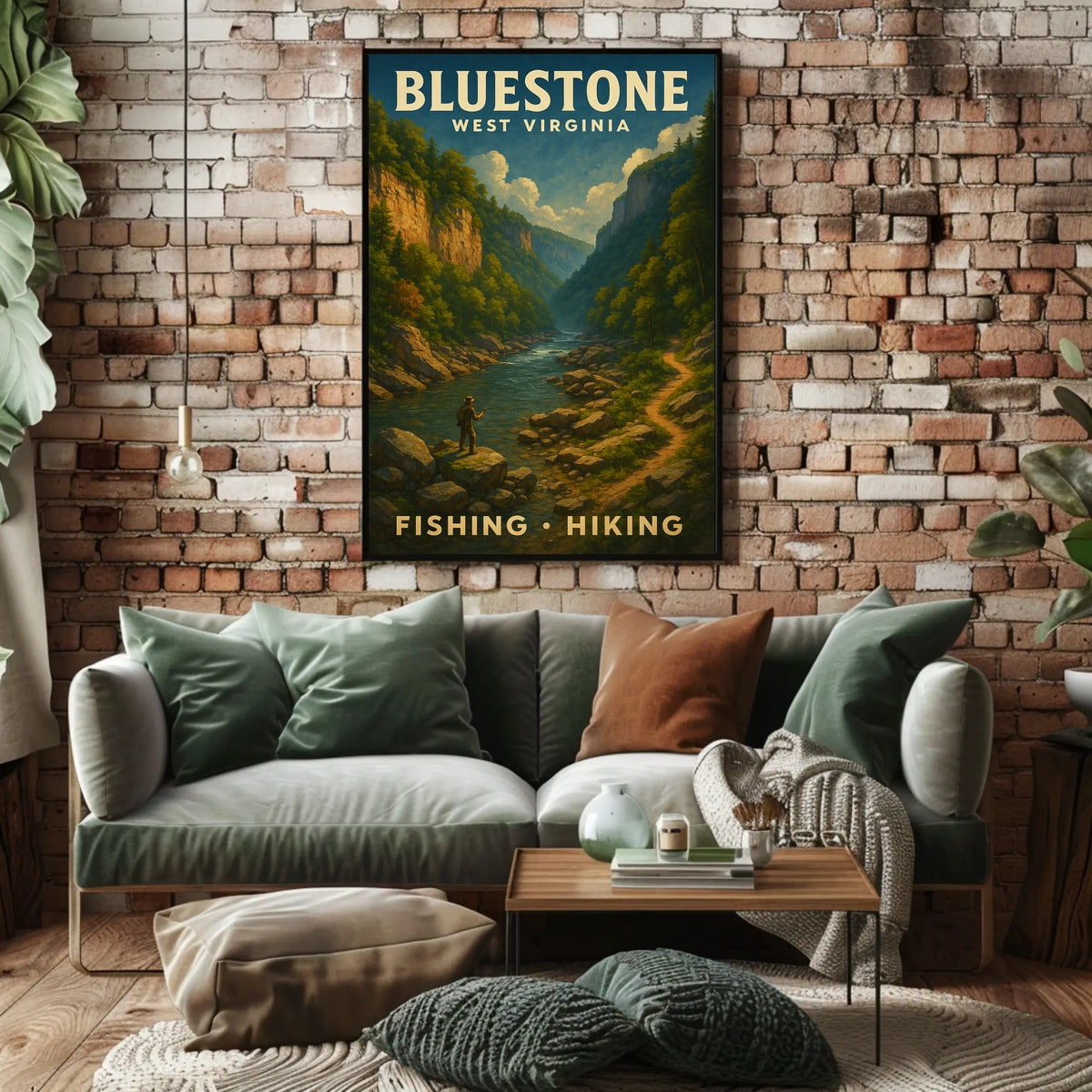 Bluestone Adventure Vintage Scenic Wanderlust Travel Poster