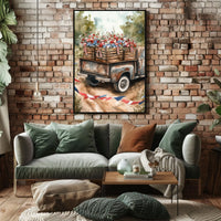 Weathered Pickup Truck Vintage Road Scene Wall Art Poster