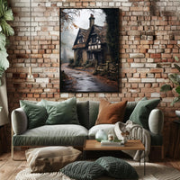 Enchanted Cottage In The Mist Poster