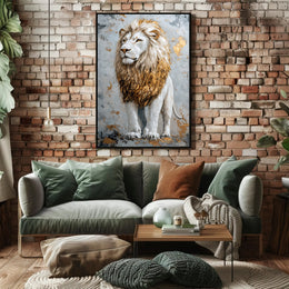 Majestic Lion in Gold and Earthy Tones Animal Poster