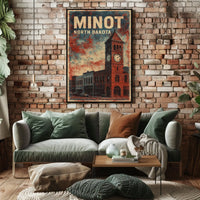Minot North Dakota Scenic Vintage Travel Wanderlust Poster
