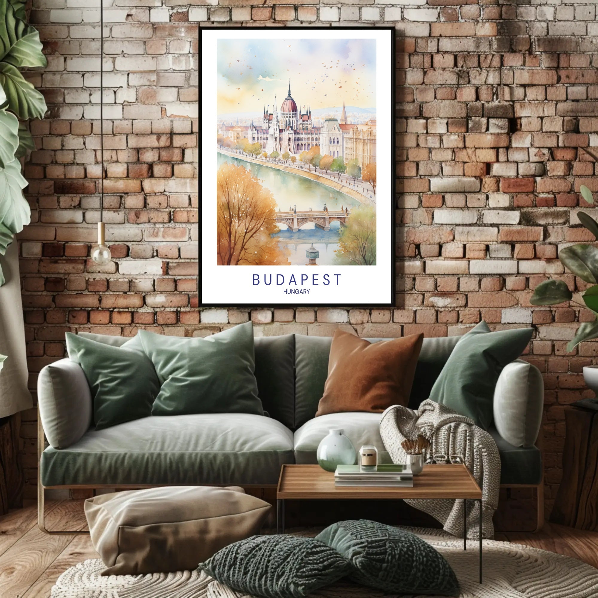 Budapest Hungary Autumn Watercolor Art Urban or Cityscape Poster PosterGoat