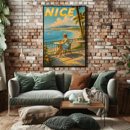 Vintage Nice France Coastal Travel Poster