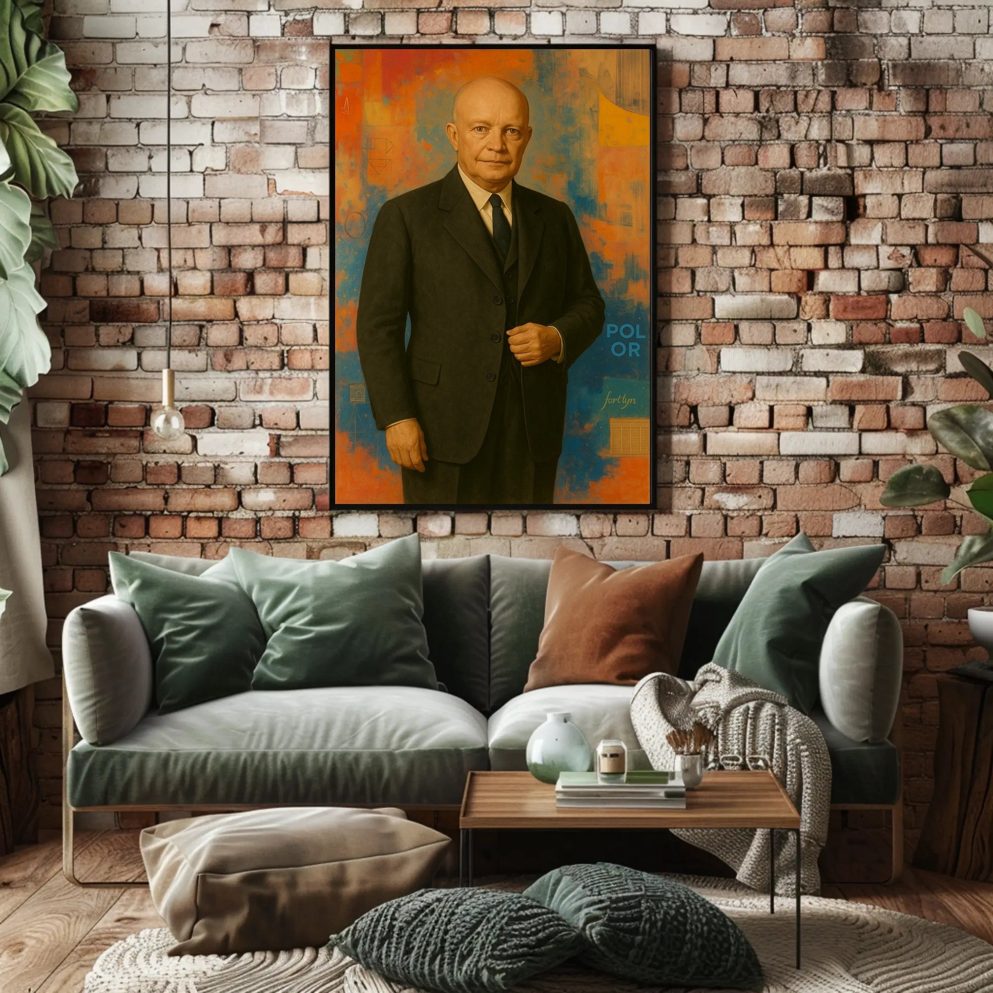 Confident Man in Suit: Abstract Artistic or Pop Culture Poster