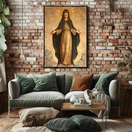 Religious Iconography Poster: Virgin Mary in Golden Aura