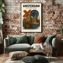 Amsterdam Netherlands Travel Poster