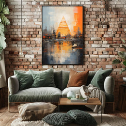 Pyramid Oasis Dreamscape Abstract Artistic Poster
