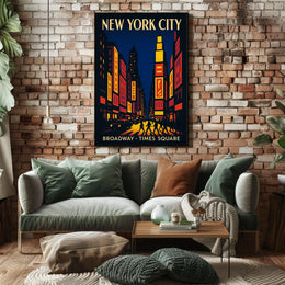 Stylized New York Urban Energy: Times Square Travel Poster