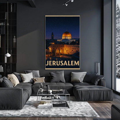Jerusalem Dome Western Wall Night Sky Poster Poster