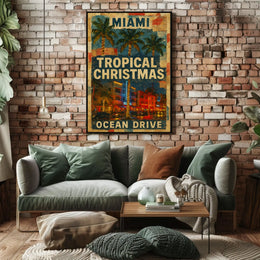Miami Tropical Christmas Poster