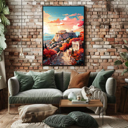 Acropolis Sunset Scenic View Travel Poster