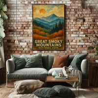 Great Smoky Mountains National Park Scenic Wanderlust Nature Escape Vintage Inspired Wall Art Poster