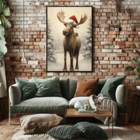 Festive Moose In Winter Wonderland Poster