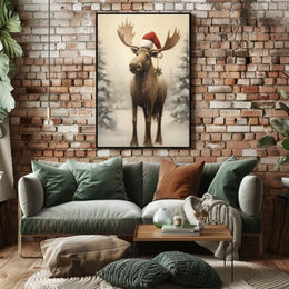 Festive Moose In Winter Wonderland Poster