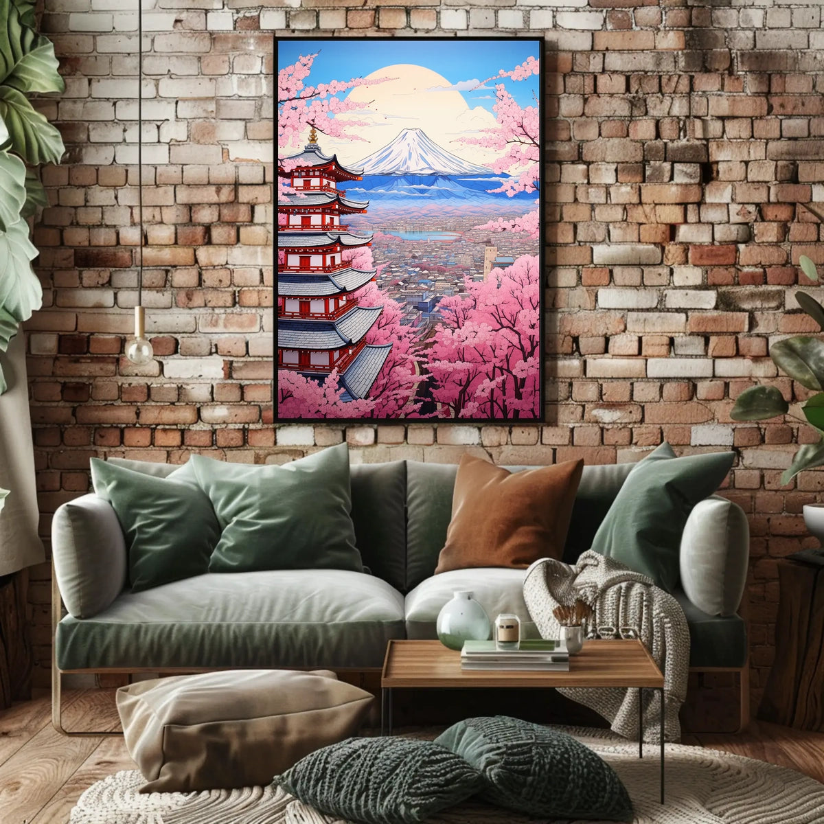 Traditional Pagoda with Cherry Blossoms Artful Cultural or Heritage Poster