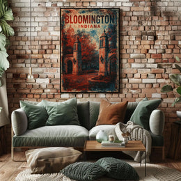 Bloomington Scenic Indiana Wanderlust Vintage Poster