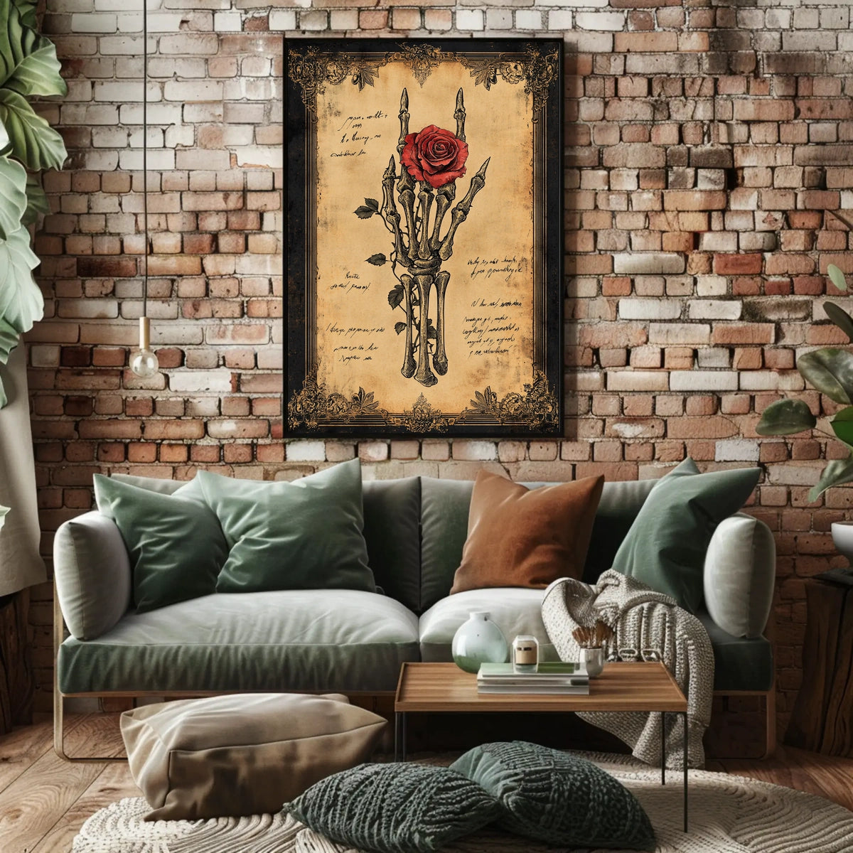 Gothic Rose and Skeleton Hand Artistic or Pop Culture Poster