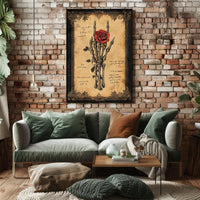 Gothic Rose and Skeleton Hand Artistic or Pop Culture Poster