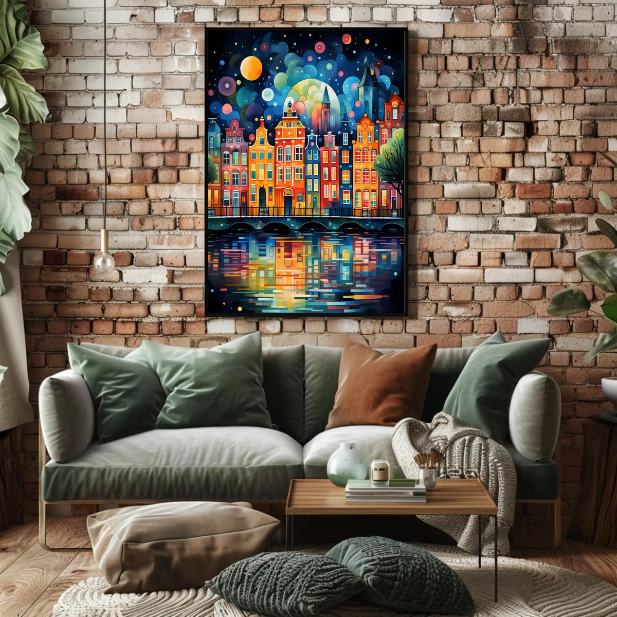 Amsterdam Canal Night Art Print: Abstract, Artistic Poster